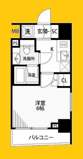 PLAIRE DEUXQ横濱紅葉坂(1K/6階)の間取り写真