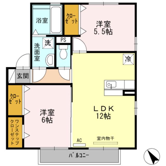 リヴェール(2LDK/1階)の間取り写真