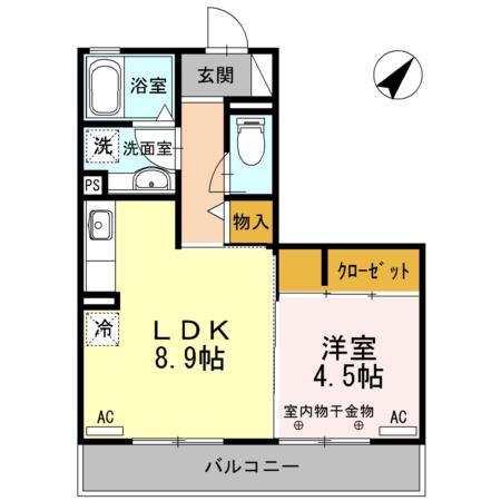 ボナール(1LDK/3階)の間取り写真
