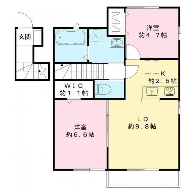 ラーク見川 A(2LDK/2階)の間取り写真