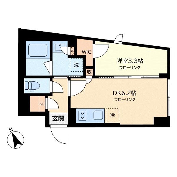 イプセ中目黒(1DK/3階)の間取り写真
