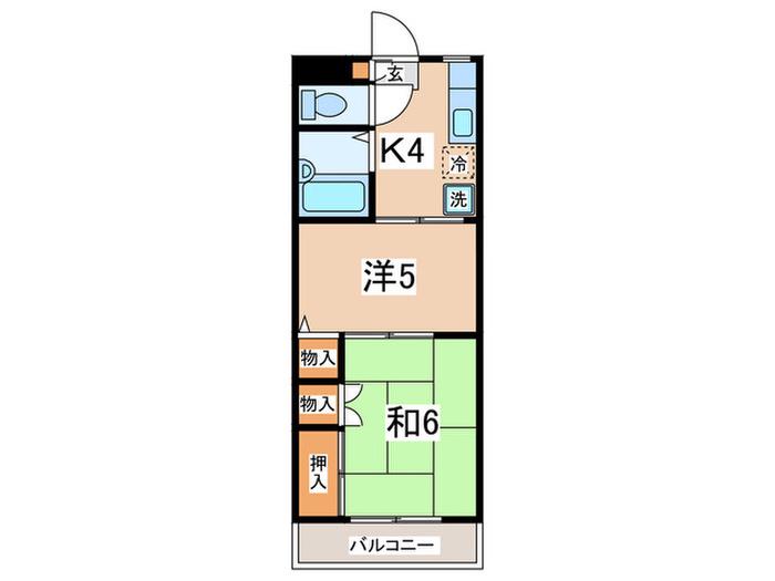 玉川ハイツ(2K/2階)の間取り写真