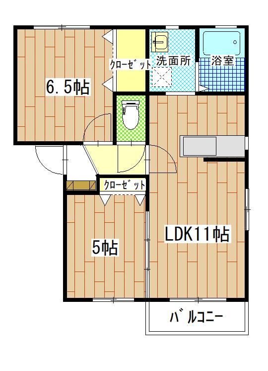 シャンボールシャトーB(2LDK/1階)の間取り写真