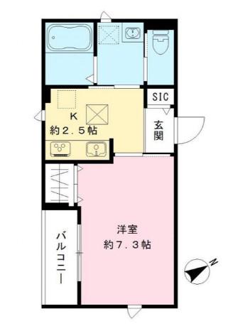 CIEL AMOUR(1K/1階)の間取り写真