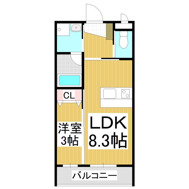 ラルーチェ稲里中央 N棟(1LDK/2階)の間取り写真