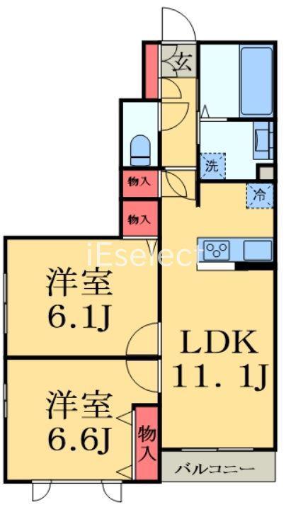 ビューアイランド弐番館(2LDK/3階)の間取り写真