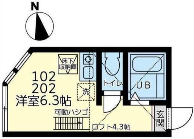 ユナイト田浦ベラクルス・メヒコ(ワンルーム/1階)の間取り写真