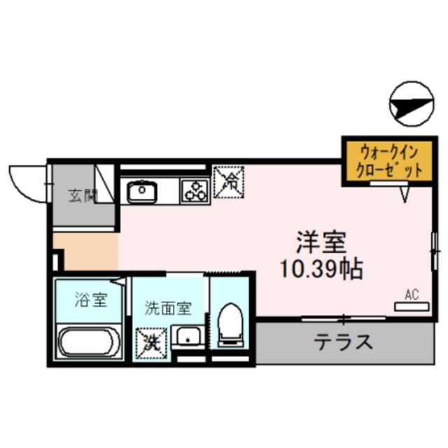 南秀苑かつやま(ワンルーム/1階)の間取り写真