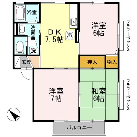 サンリッツ(3DK/2階)の間取り写真