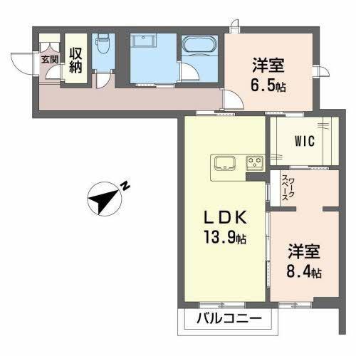 クレスティーク・ドマーニ(2LDK/1階)の間取り写真