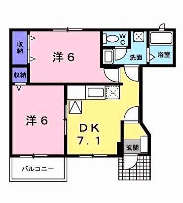 ジュネス99A(2DK/1階)の間取り写真