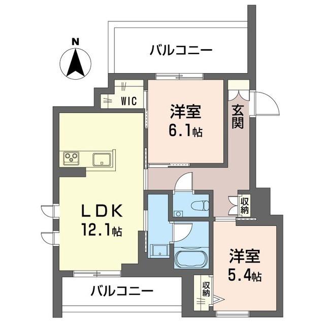 アンビエラ武蔵小杉(2LDK/4階)の間取り写真