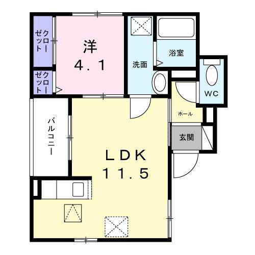 ル・ラパン・ドゥ・ラヴィーヌ(1LDK/1階)の間取り写真