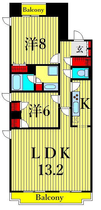 マジョーネII(1SLDK/9階)の間取り写真
