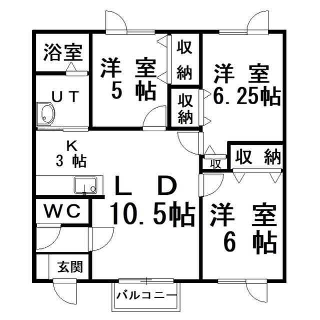 ライトハウスII(3LDK/1階)の間取り写真
