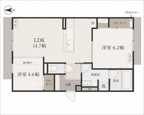 TORISIA千里丘Ⅰ(2LDK/3階)の間取り写真