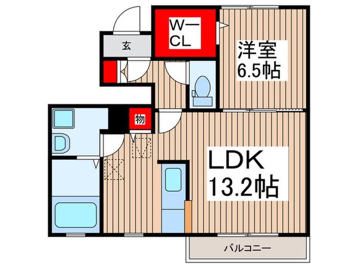 ペットケアビレッジ小手指南H(1LDK/1階)の間取り写真