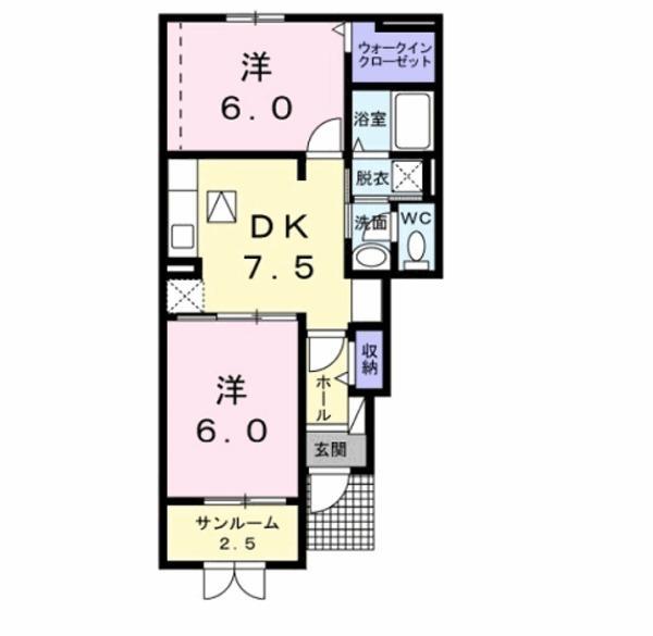 セレノ ディモーラ Ⅰ(2DK/1階)の間取り写真