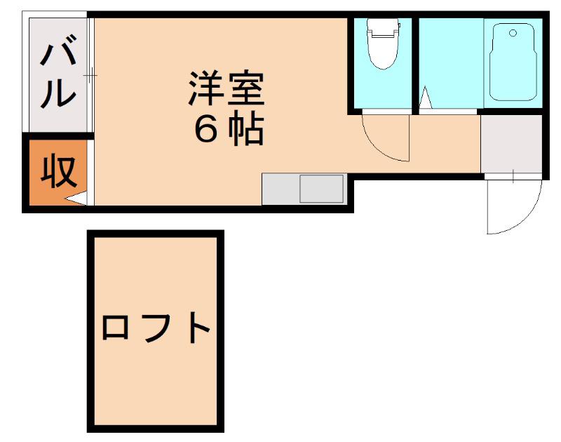 ハイム二日市(ワンルーム/2階)の間取り写真