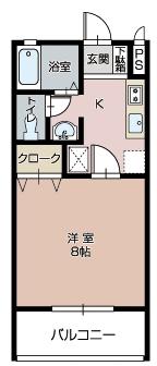 パークミラコスタA(1DK/2階)の間取り写真