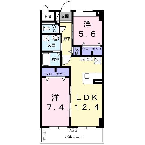 メゾン・ド・アムール(2LDK/7階)の間取り写真