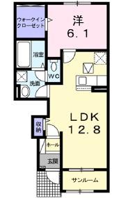 ユーフォリア I(1LDK/1階)の間取り写真