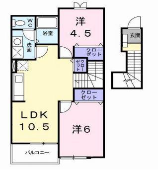 グランノ-バD棟(2LDK/2階)の間取り写真
