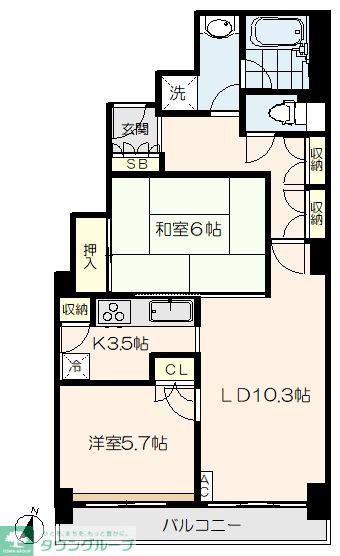 エリム春日町パークタワー(2LDK/19階)の間取り写真