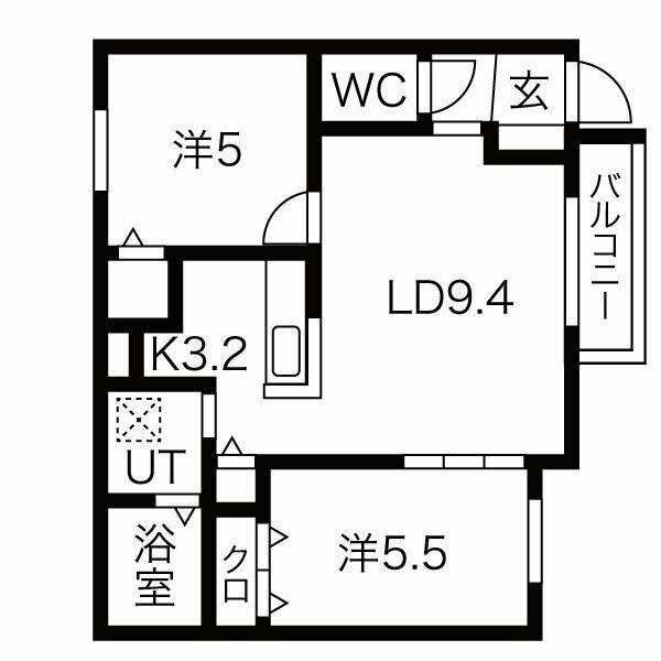 ENCORE北27条(2LDK/4階)の間取り写真