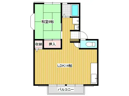 パークハイツサイキC(1LDK/2階)の間取り写真