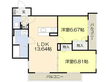 ガーデンズ千里中央(2LDK/2階)の間取り写真
