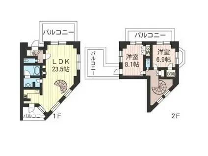 エスティメゾン北新宿(2LDK/9階)の間取り写真