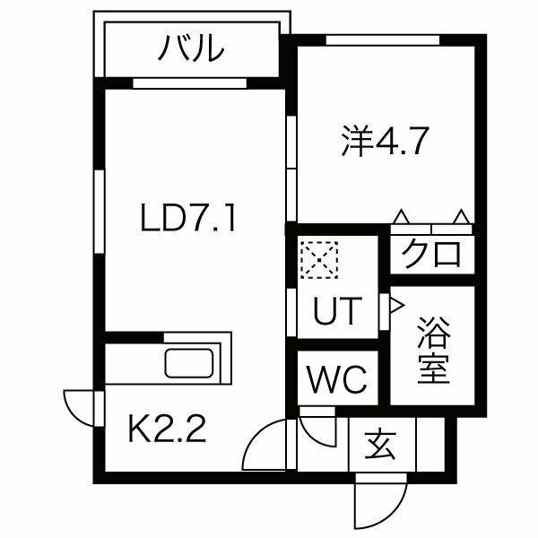バルボーニL・A(1LDK/3階)の間取り写真