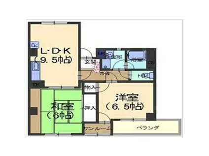 ボルグムーレヨン(2DK/4階)の間取り写真