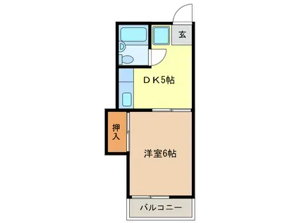 スリーゼヤマモト(1DK/1階)の間取り写真