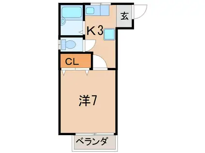 霞ハイツ(1K/2階)の間取り写真