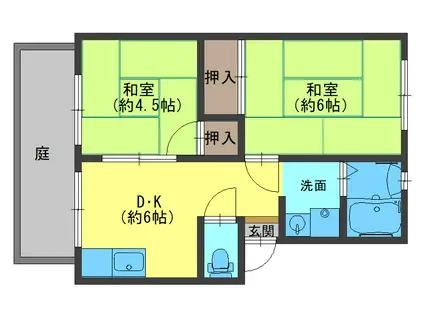 アーバンサカモト(2DK/1階)の間取り写真