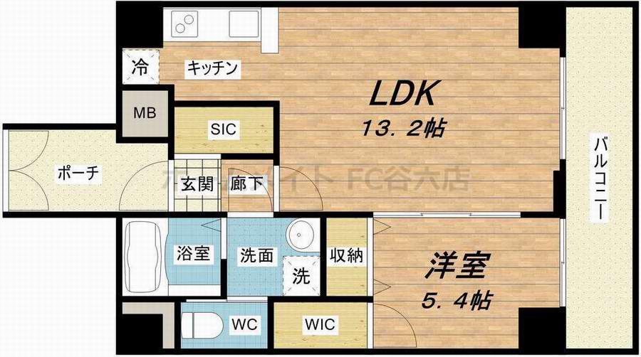 REIOS谷町(1LDK/10階)の間取り写真