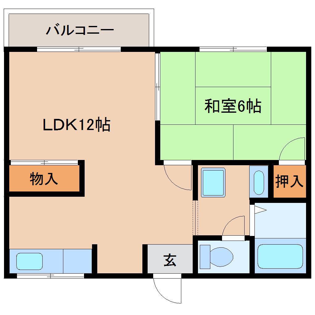 アネックス石川B棟(1LDK/2階)の間取り写真