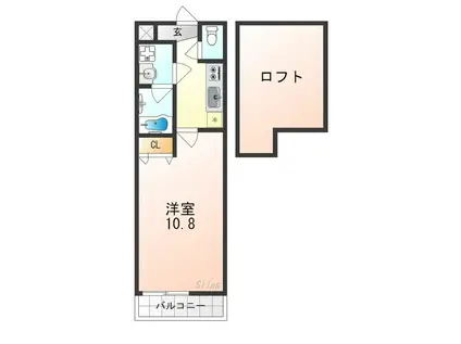 フジパレス堺老松町II番館(1K/2階)の間取り写真