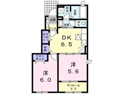 ブライトハーモニーA(2DK/1階)の間取り写真