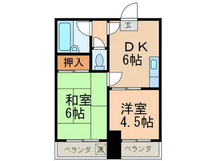 草津コーポ(2DK/3階)の間取り写真
