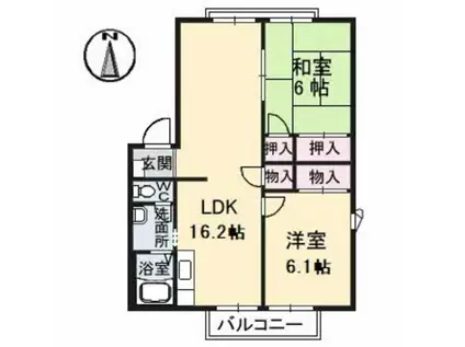 フレグランス中塚A棟(2LDK/2階)の間取り写真