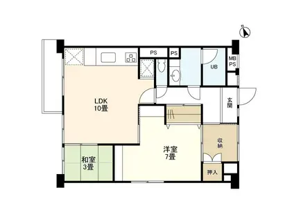 菱興青葉台第2マンション(2LDK/4階)の間取り写真