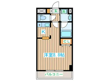 カルトン桜井(ワンルーム/2階)の間取り写真