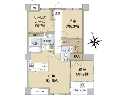 ライオンズマンション池田満寿美町(2SLDK/2階)の間取り写真