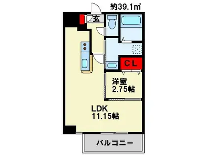 スタディ飛幡(1LDK/5階)の間取り写真