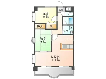 プランドールONE(2LDK/4階)の間取り写真