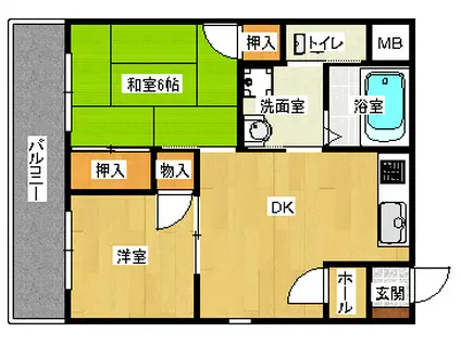 ピアパーク佐堂Ⅱ(2DK/2階)の間取り写真