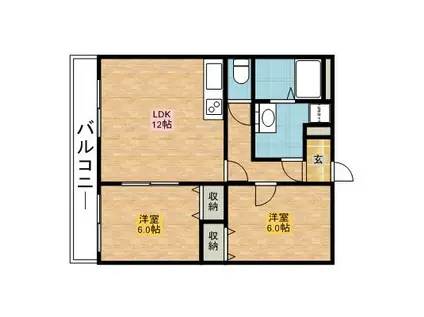 サンパークマンションII(2LDK/2階)の間取り写真
